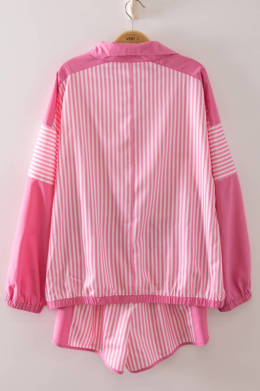 Pink Stripe Active Top & Shorts Set