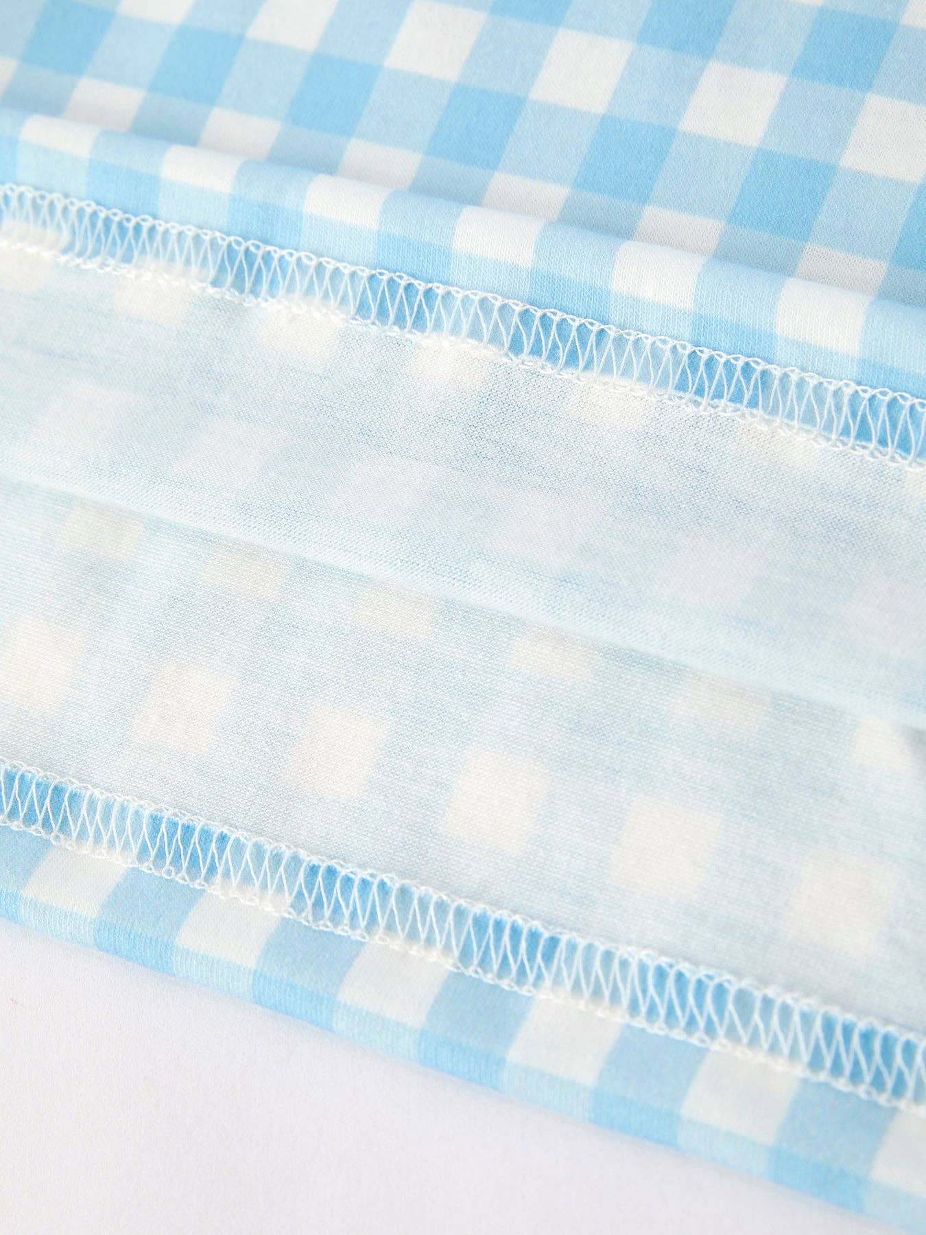 Pumpkin Embroidery Blue Plaid Dress