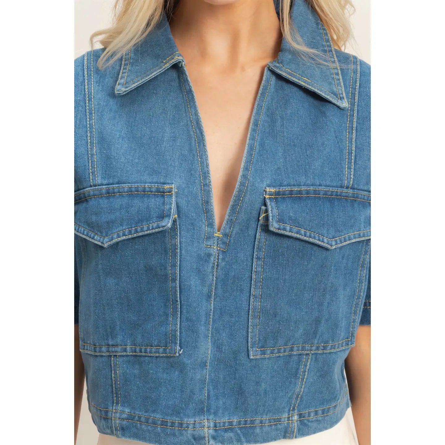 Sally Denim Cropped Top