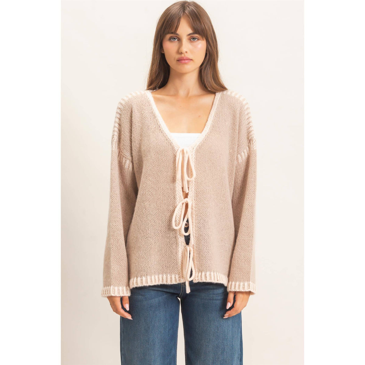 Open Front Tie Cardigan