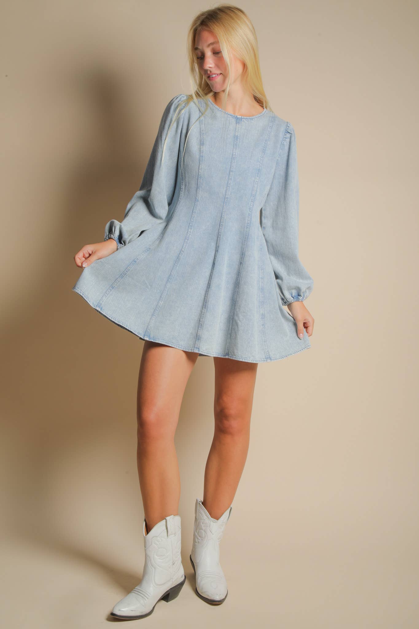 Denim Detail Mini Dress
