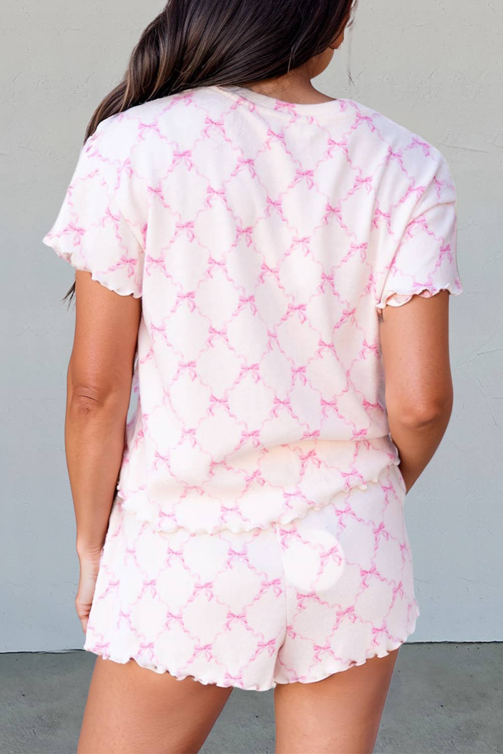 Bow Two Piece Lounge Shorts Set