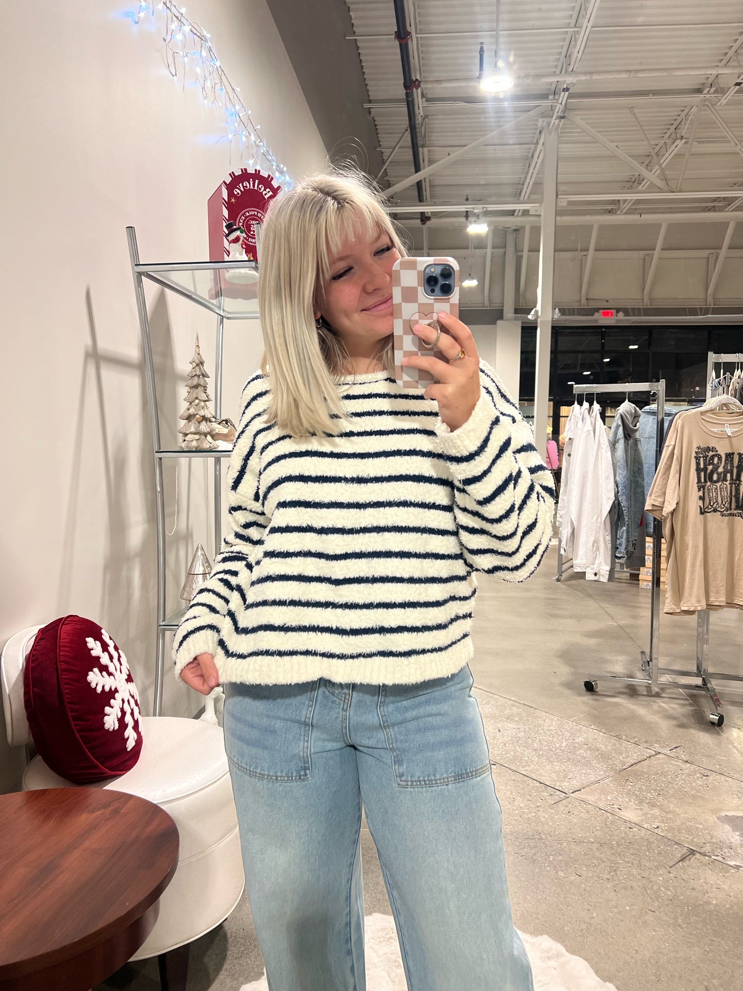 Tamara Sweater - Ivory and Navy