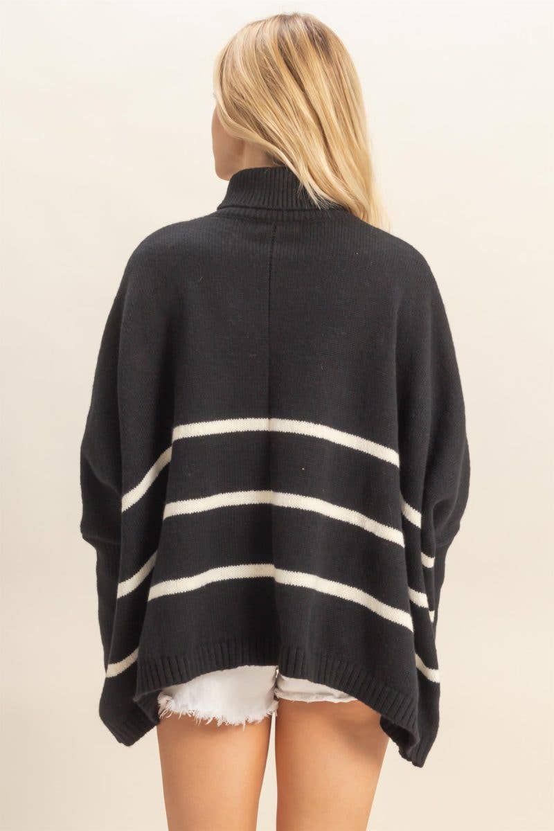 Striped Turtle Neck Oversized Sweater