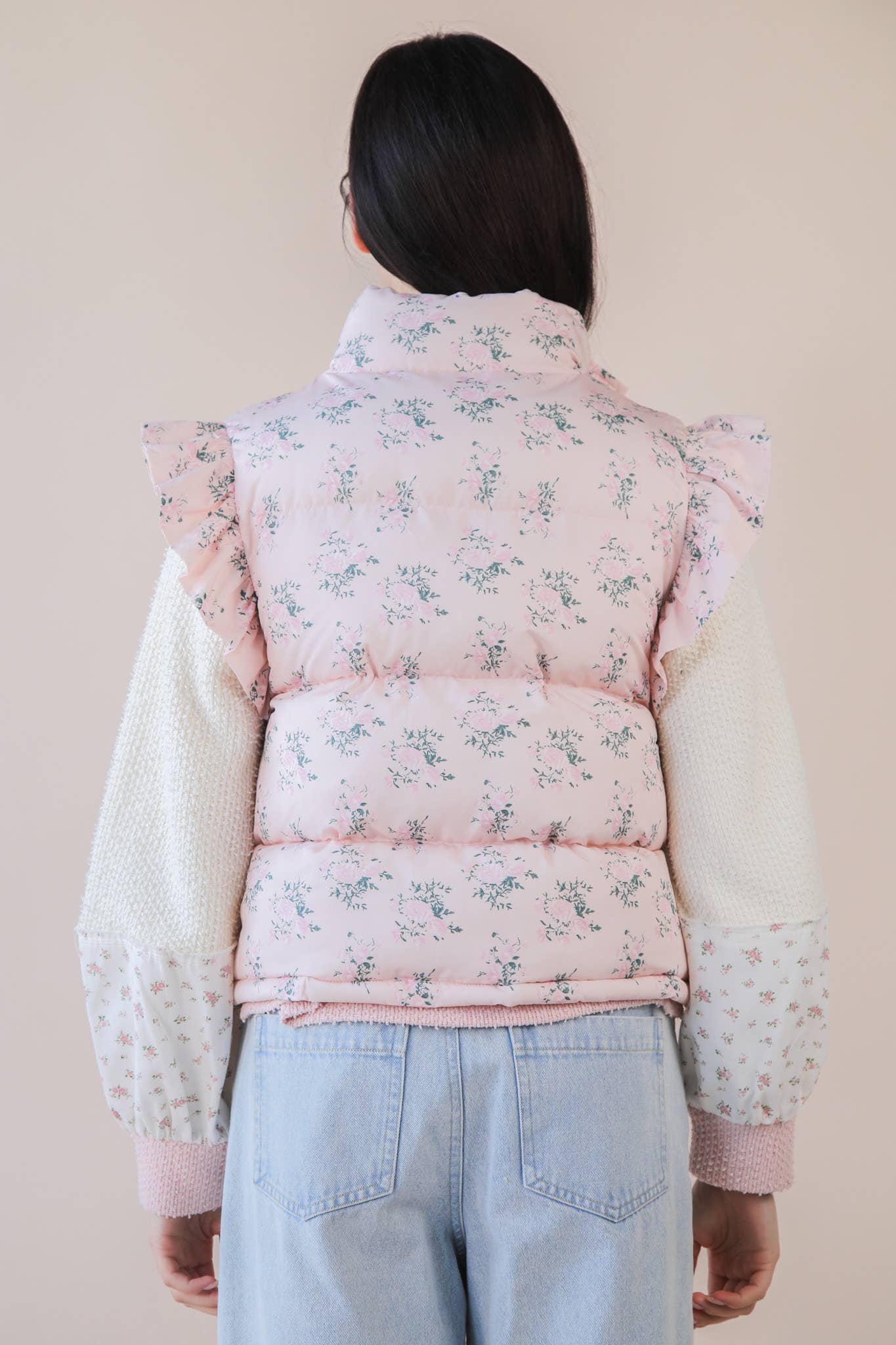 Ruffle Sleeve Puffer Vest