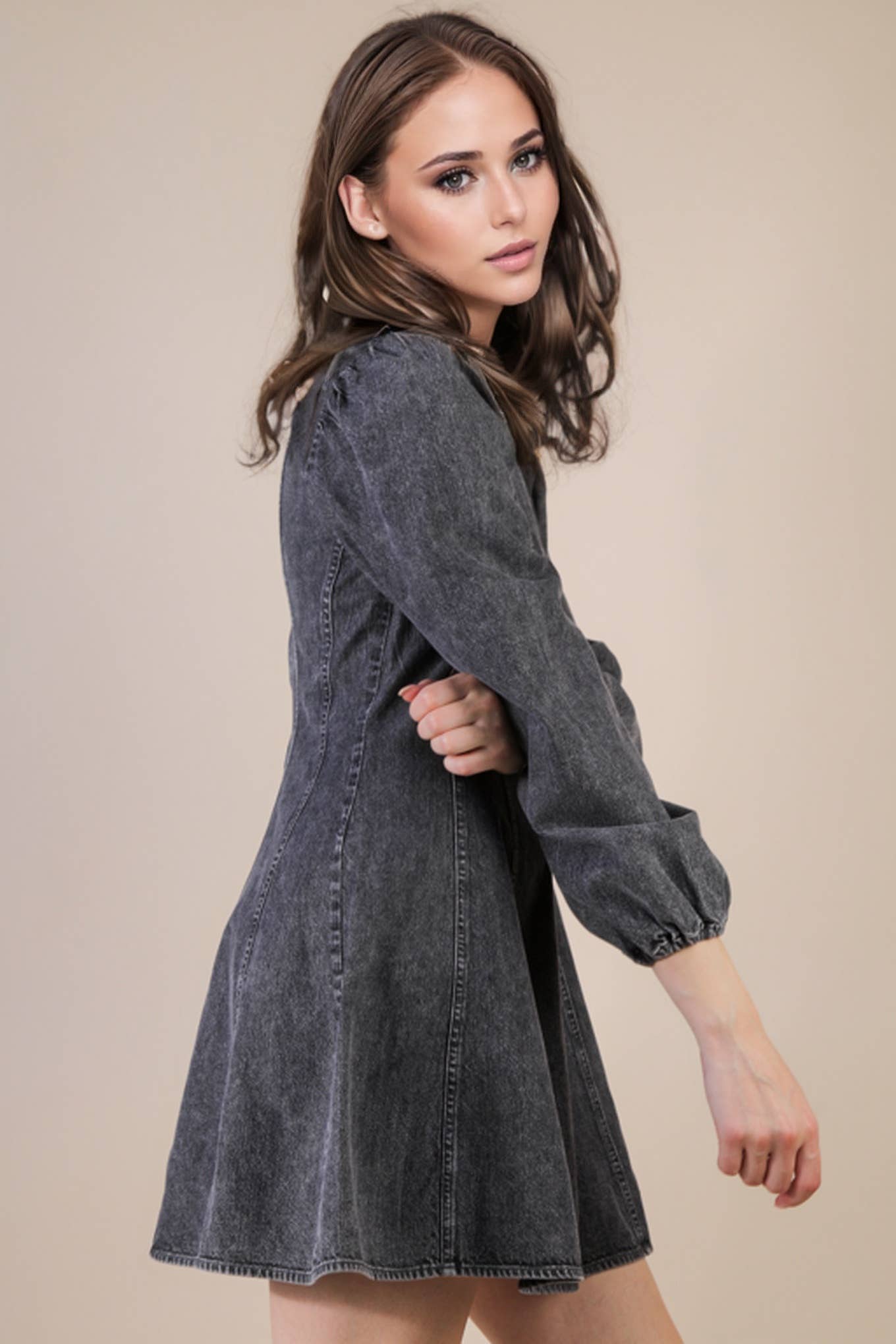 Denim Detail Mini Dress