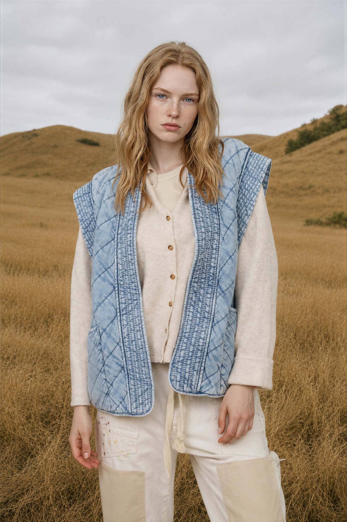 DENIM QUILTED VEST
