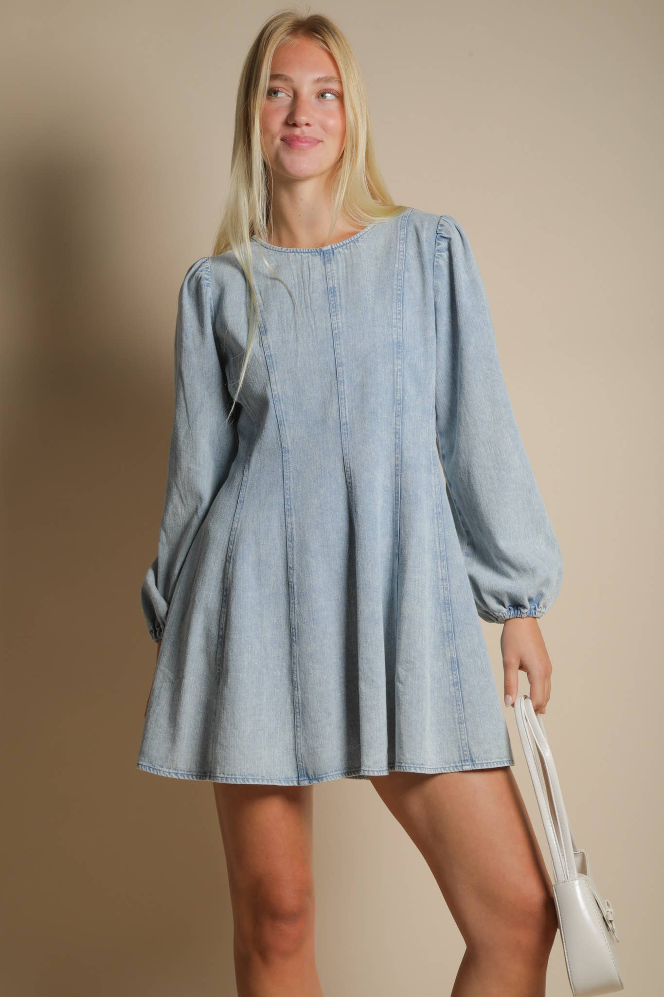 Denim Detail Mini Dress
