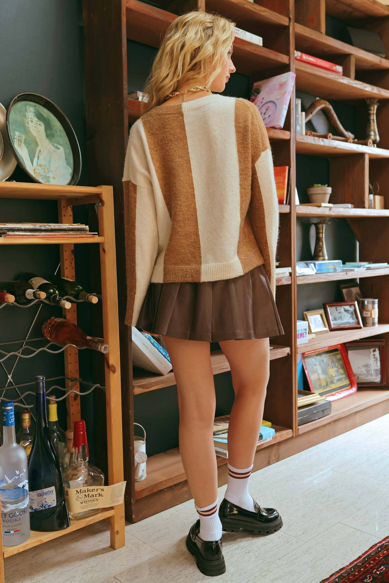 Faux Leather Pleated Mini Skirt