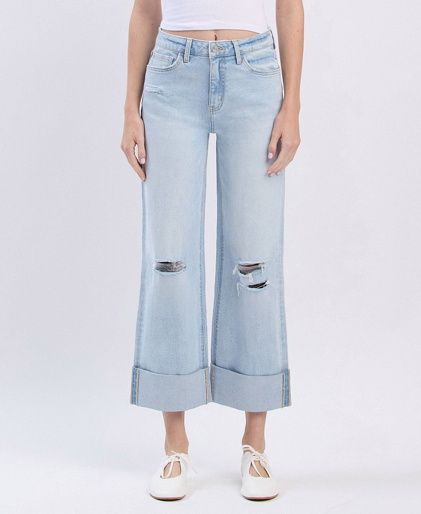 High Rise Double Cuffed Jeans