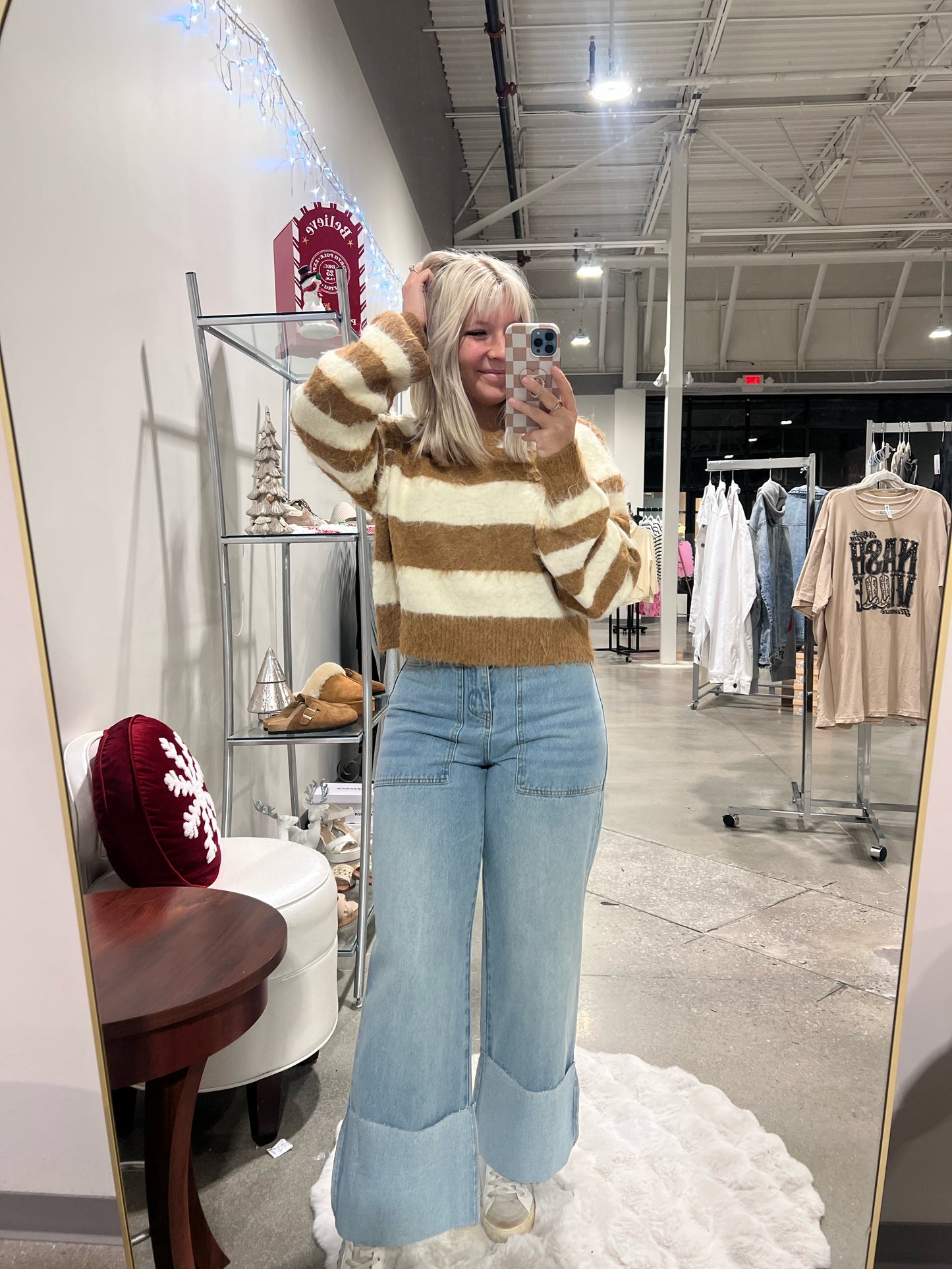 Sedona Crop Sweater - Brown and Cream