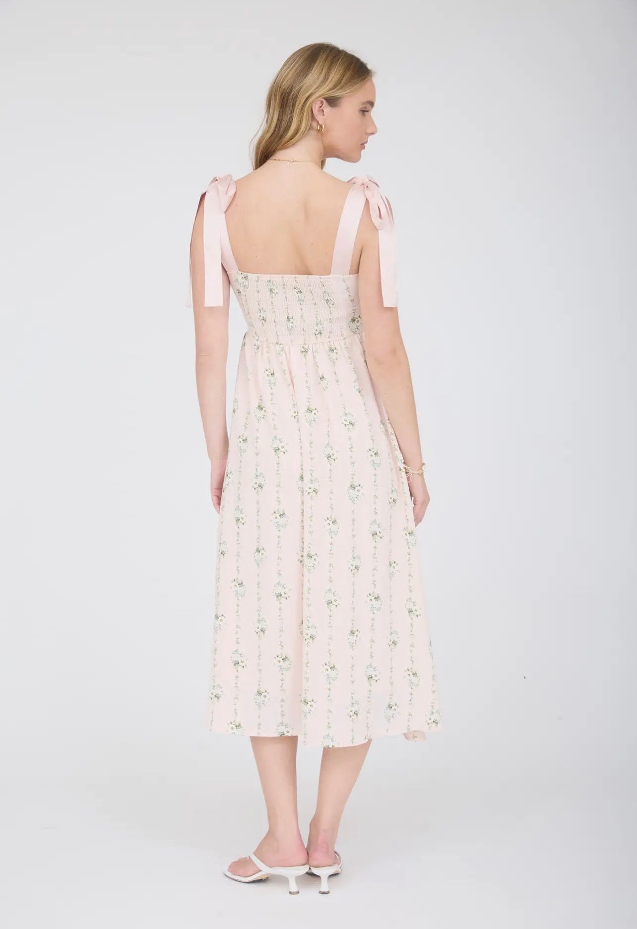 Pink Floral Midi Dress