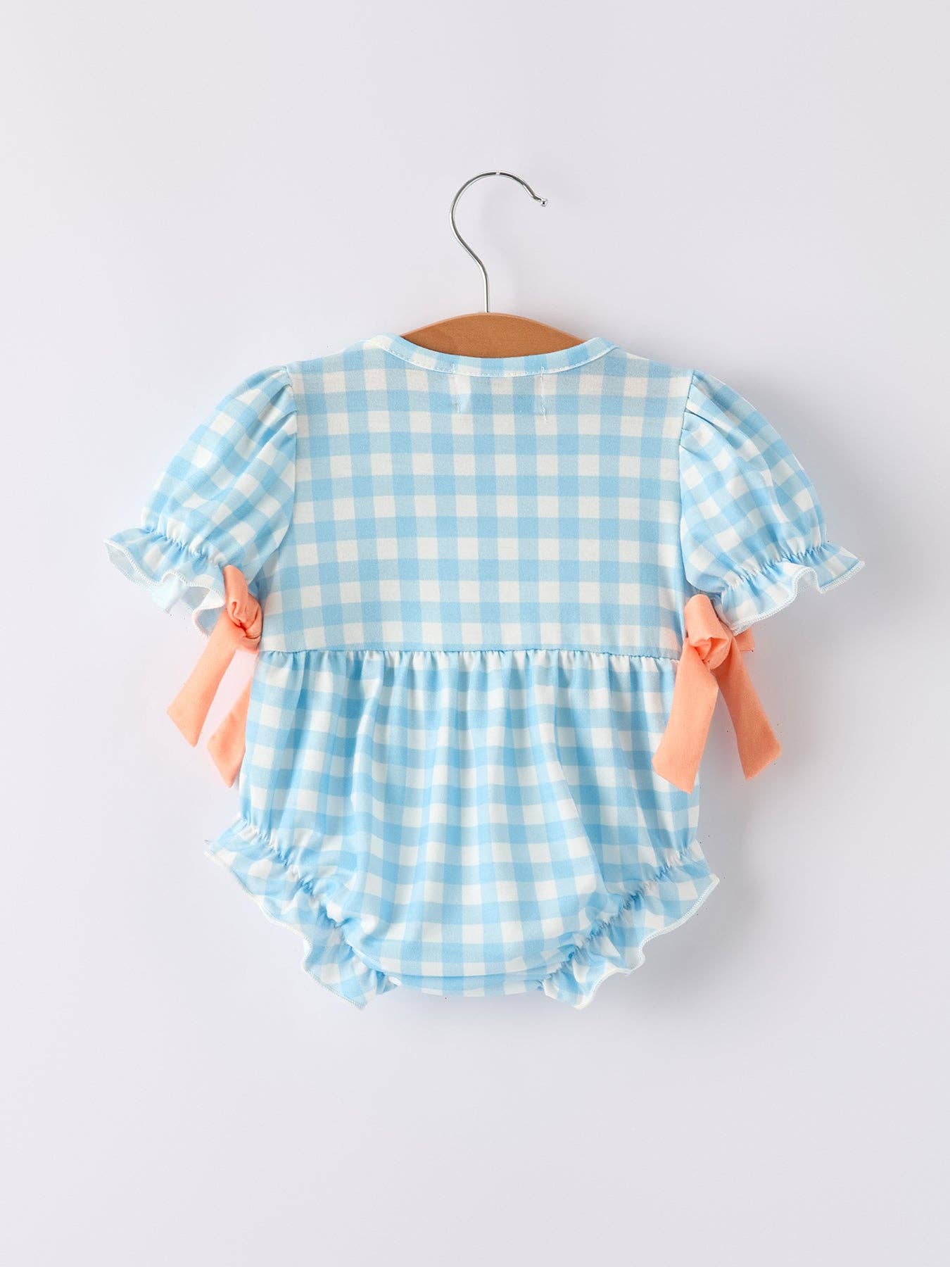 Pumpkin Embroidery Blue Plaid Bubble