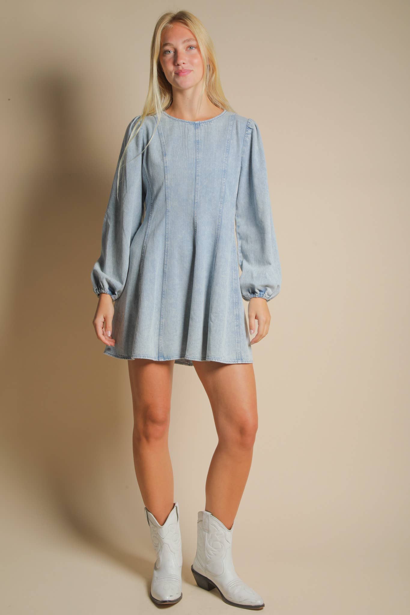 Denim Detail Mini Dress