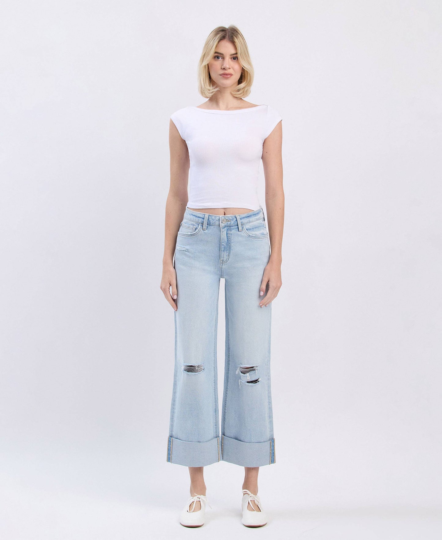 High Rise Double Cuffed Jeans