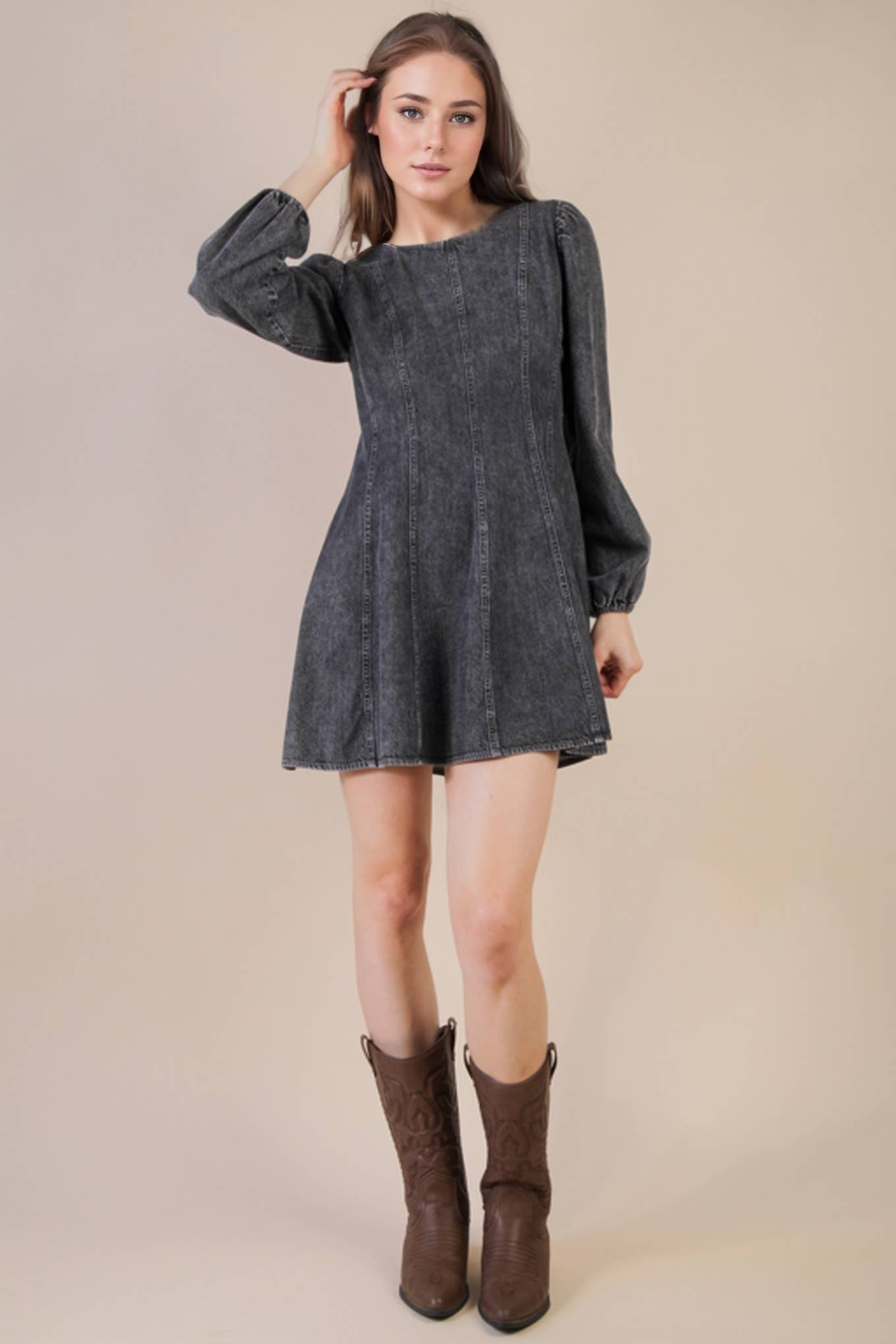 Denim Detail Mini Dress