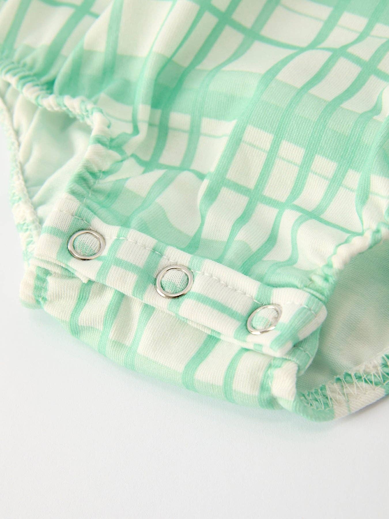 Christmas Girl Smock Embroidery Green Plaid Romper