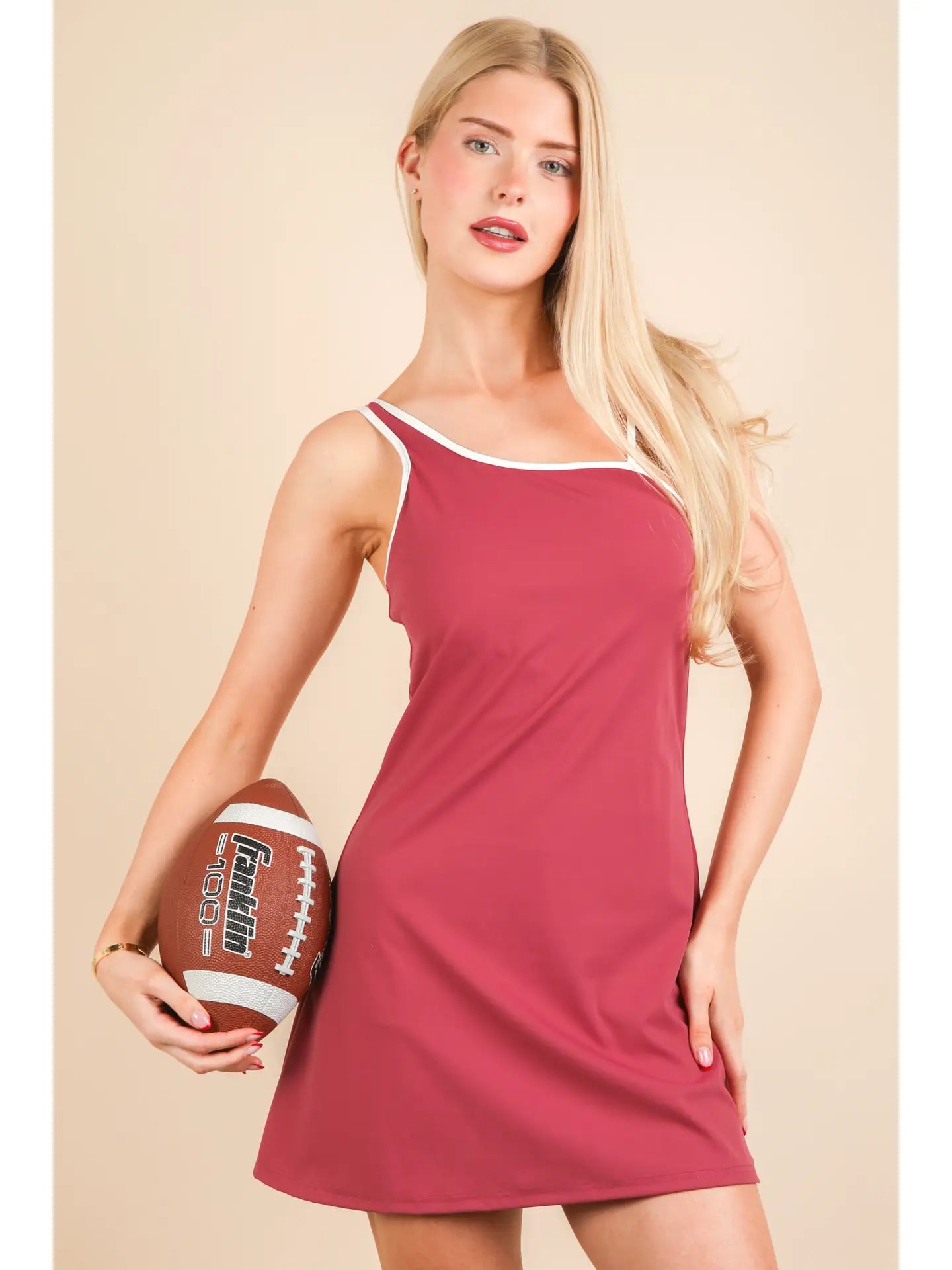 Off The Shoulder Active Dress - Maroon