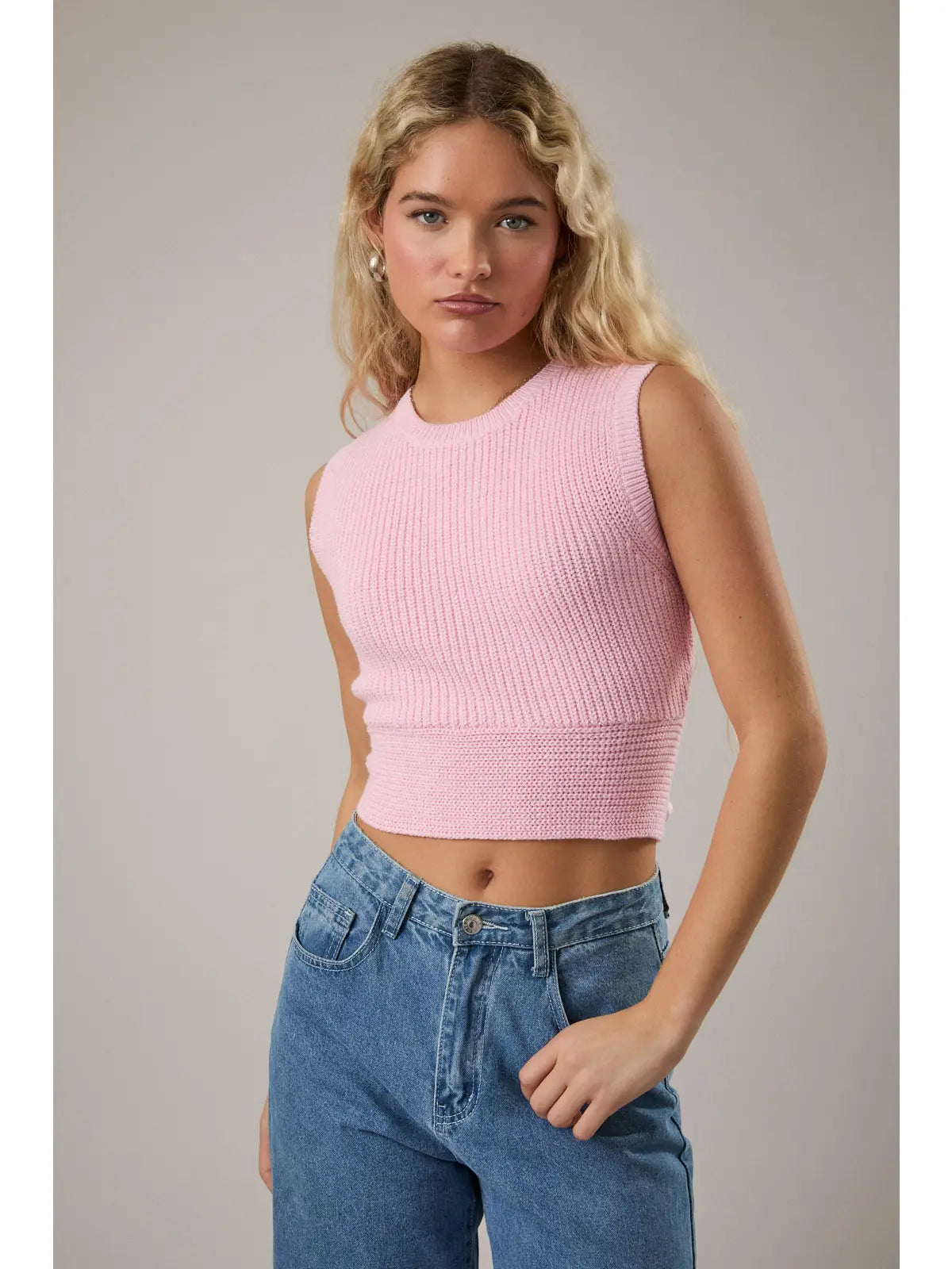 Bow Sleeveless Top in Pink