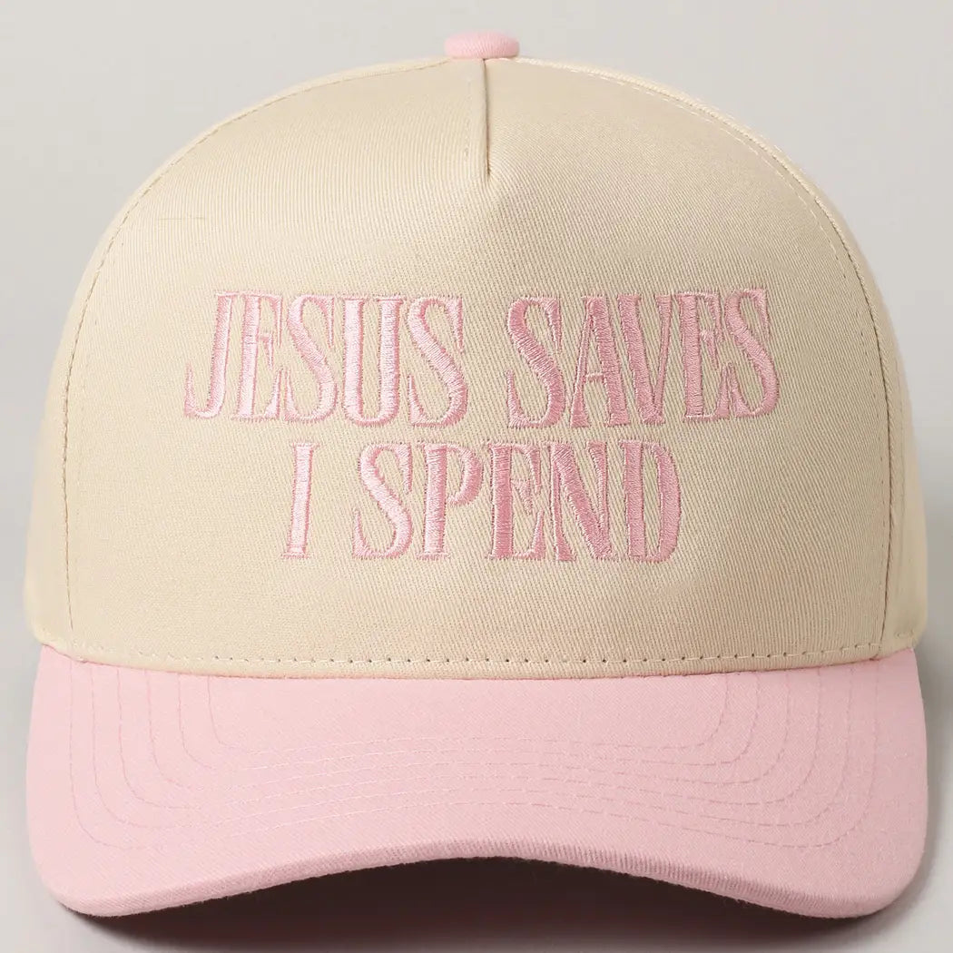 Jesus Saves I Spend Hat - Pink