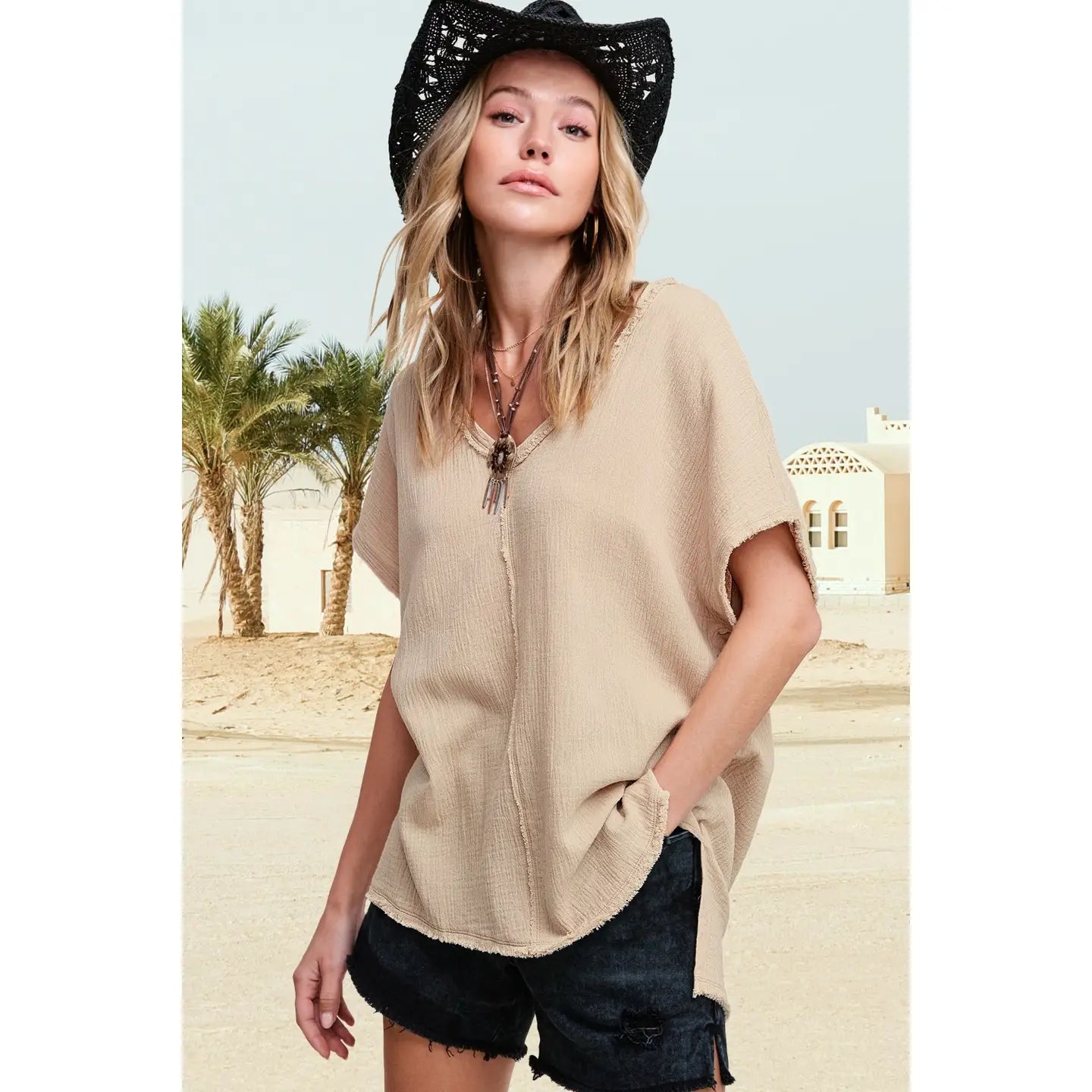 Hannah Top in Taupe
