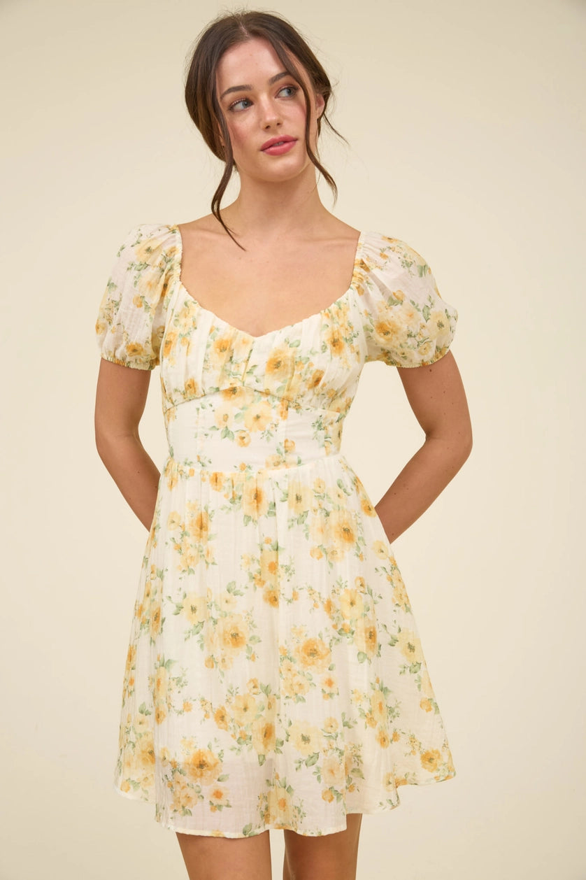 Hunter Floral Dress - Yellow