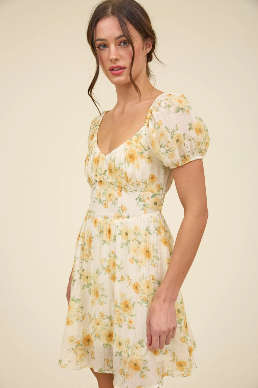 Hunter Floral Dress - Yellow