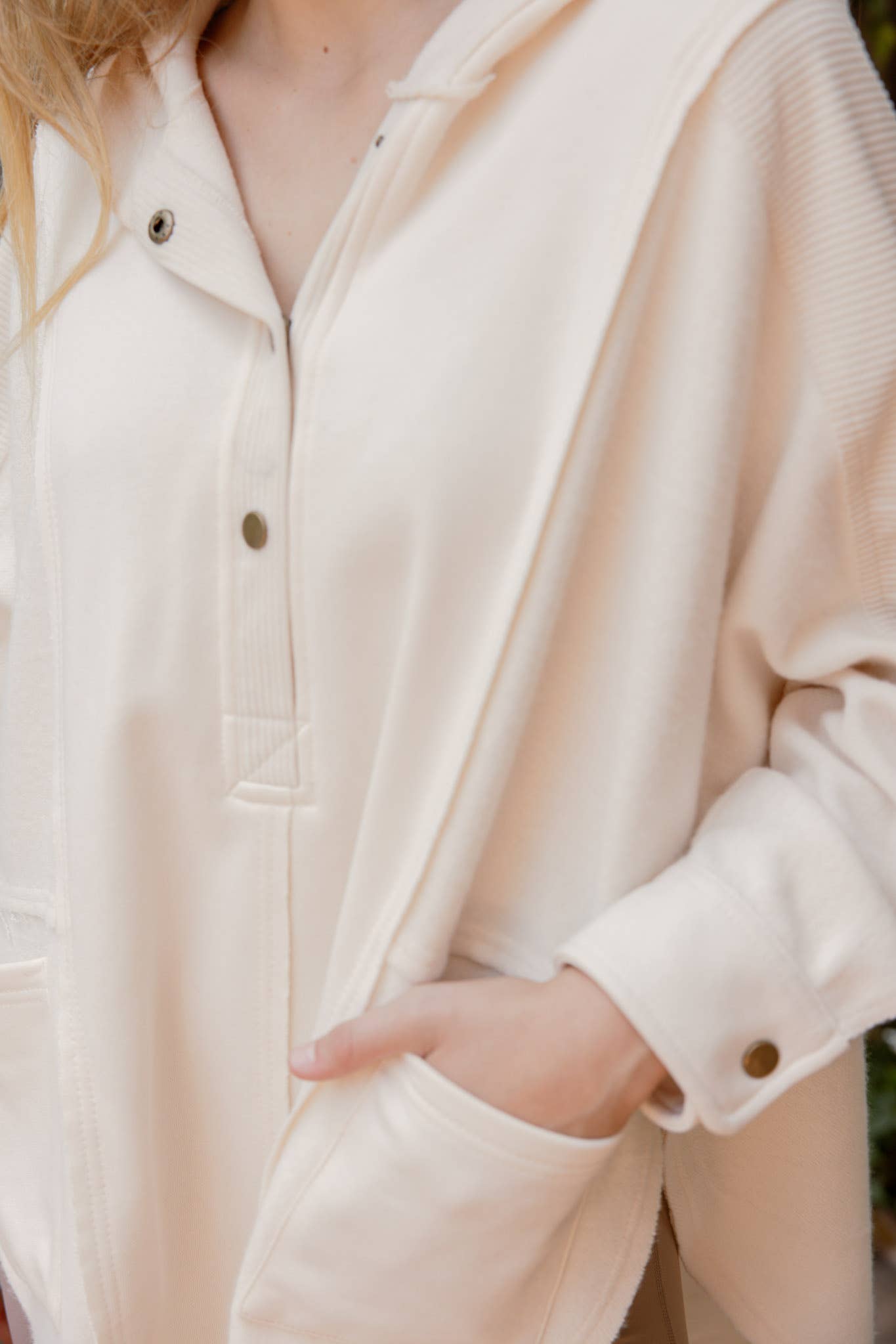 Half Button Hooded Top