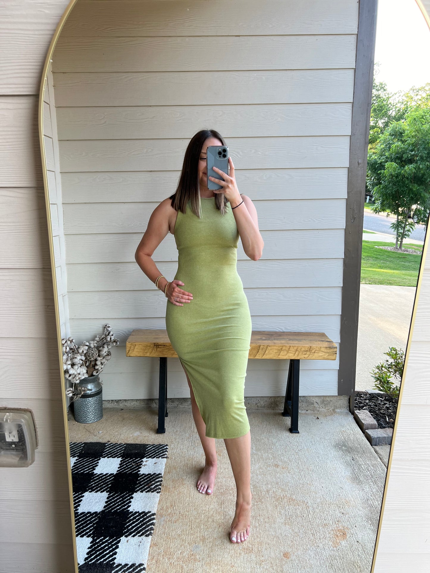 Green midi dress