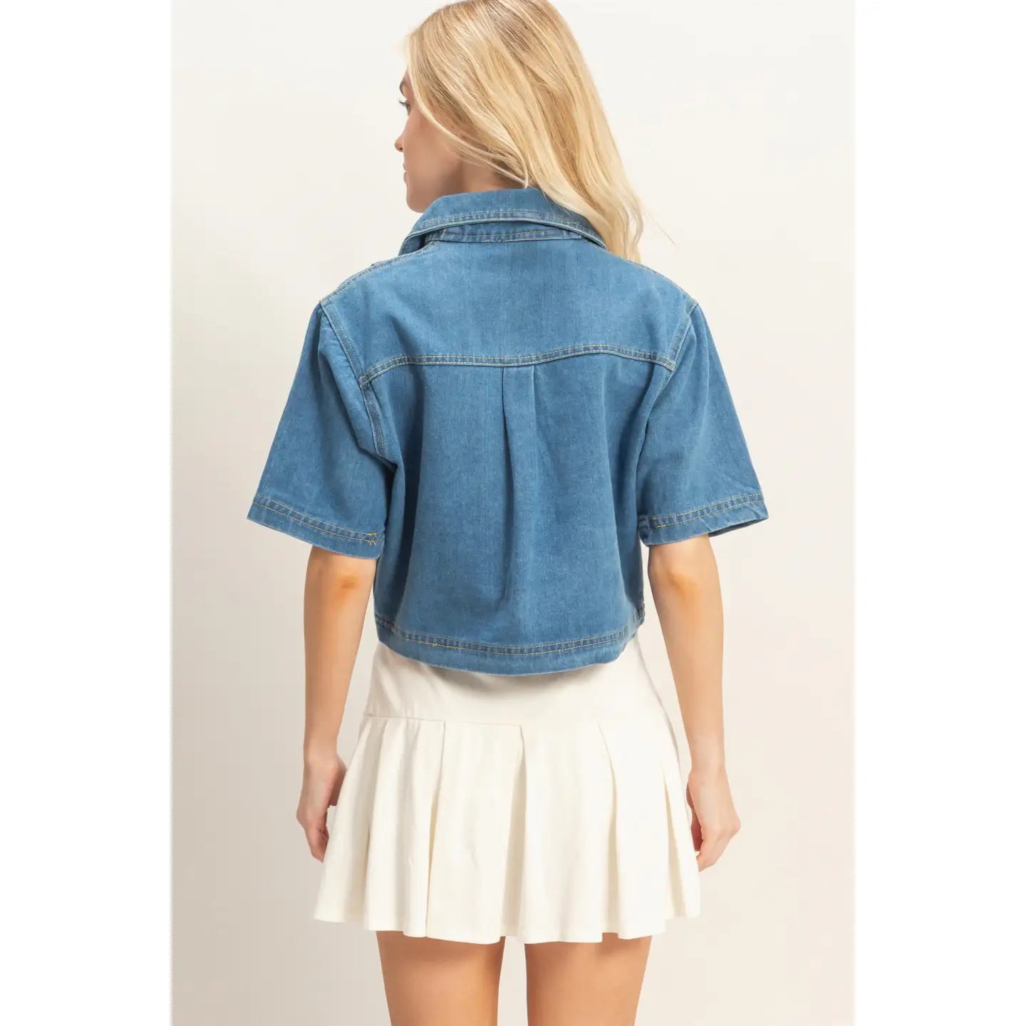 Sally Denim Cropped Top