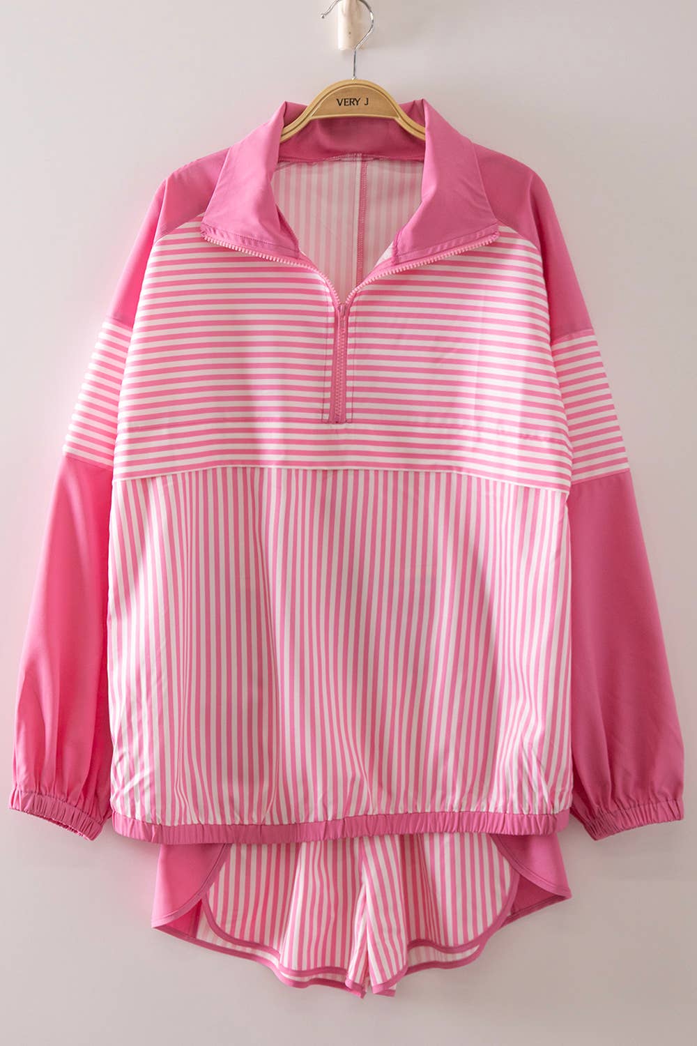 Pink Stripe Active Top & Shorts Set