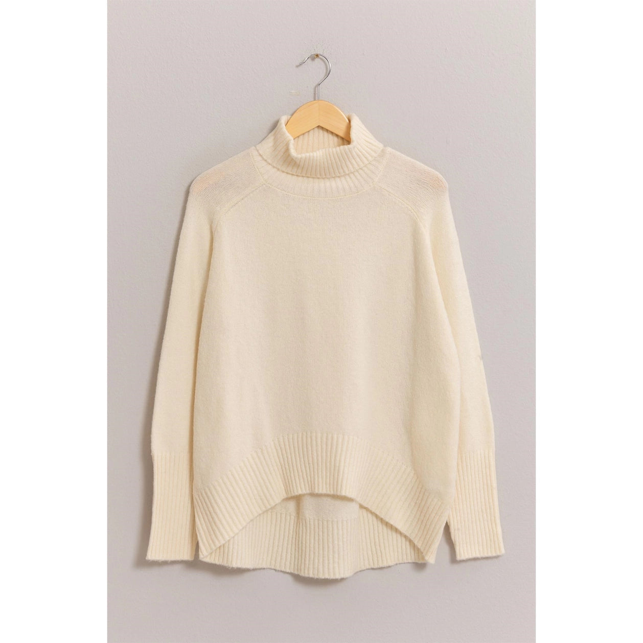 Turtleneck Long Sleeve Sweater - Cream