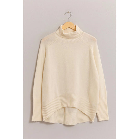 Turtleneck Long Sleeve Sweater - Cream