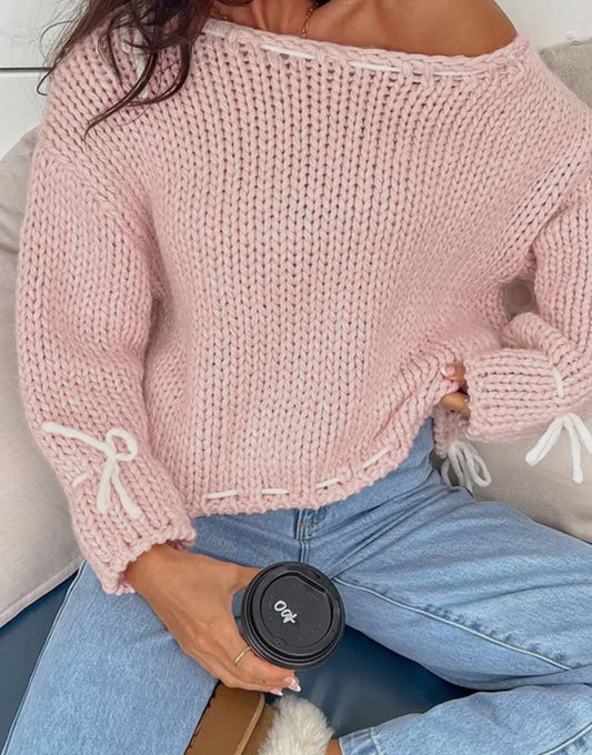 Bow Sweater in Pink