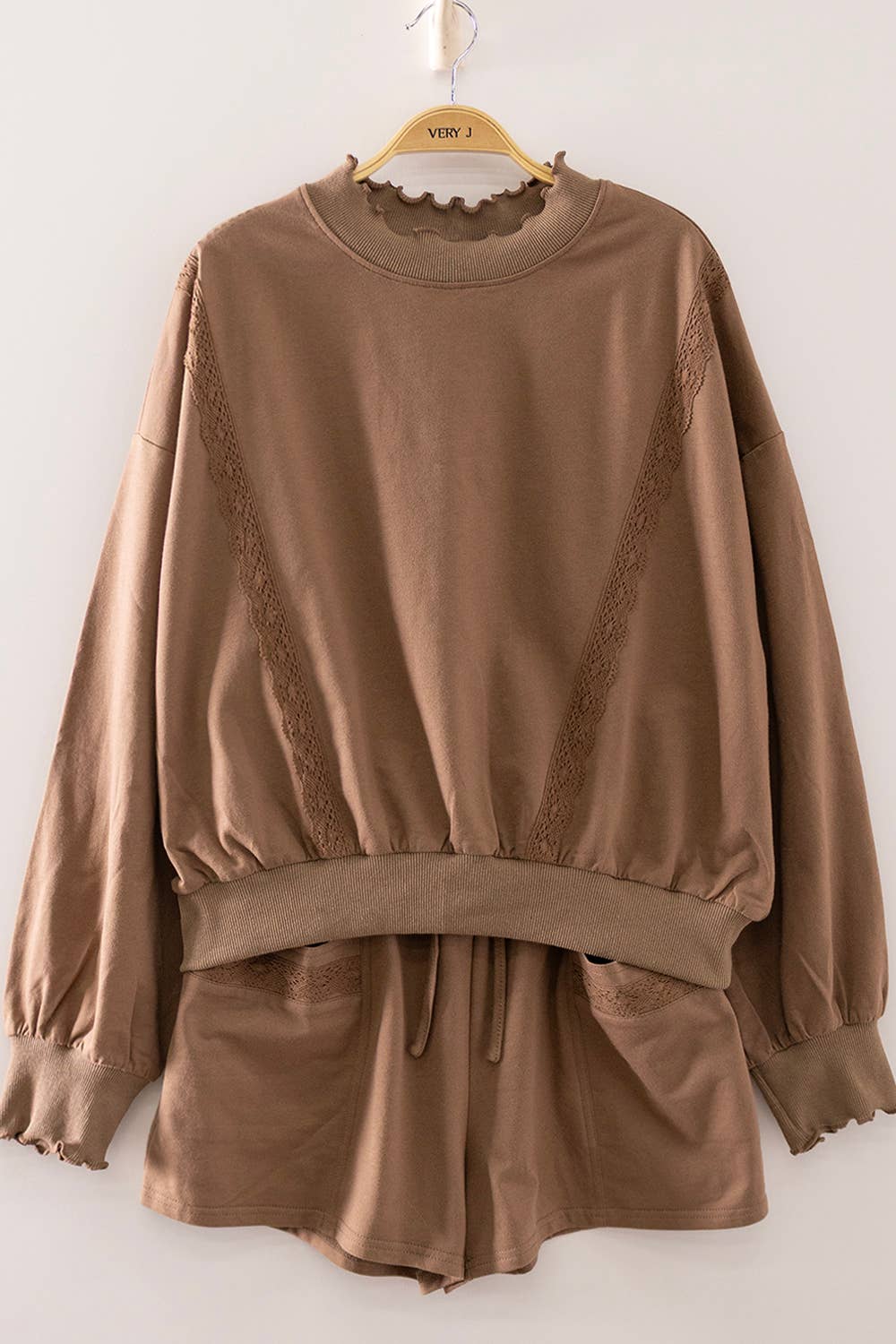 MOCHA Lace Trim Sweatshirt