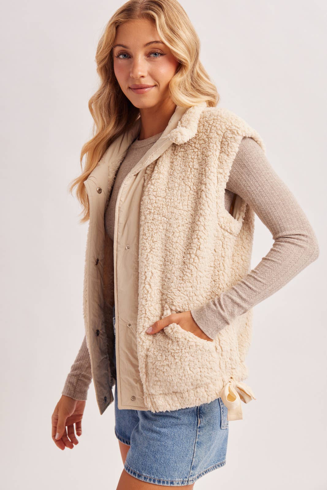 Beige Sherpa Vest