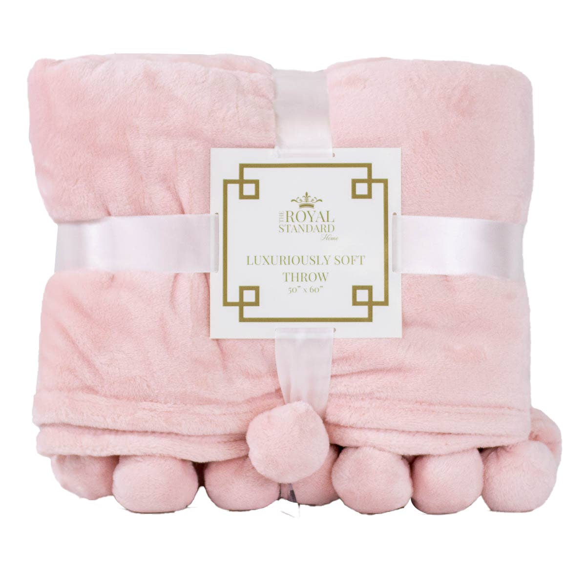 Cozy Pom Pom Throw in Light Pink   50x60