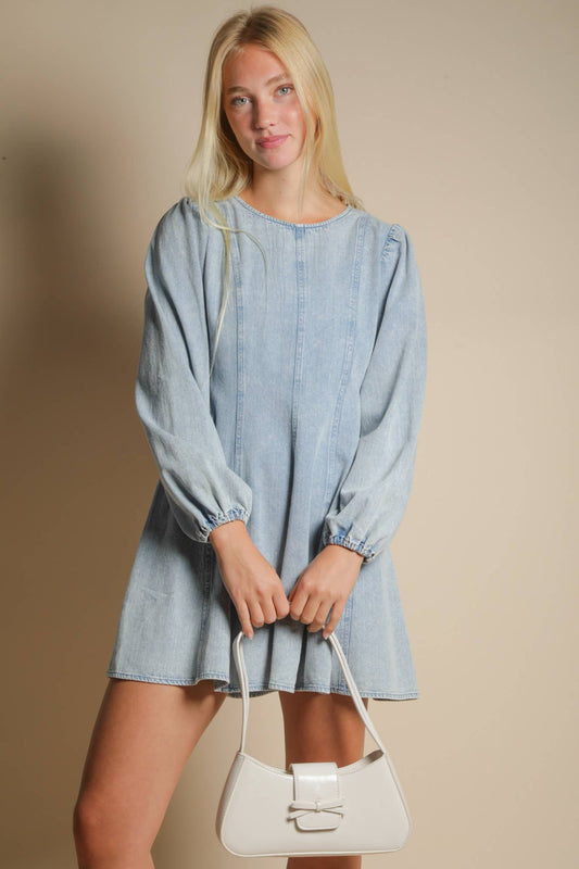 Denim Detail Mini Dress