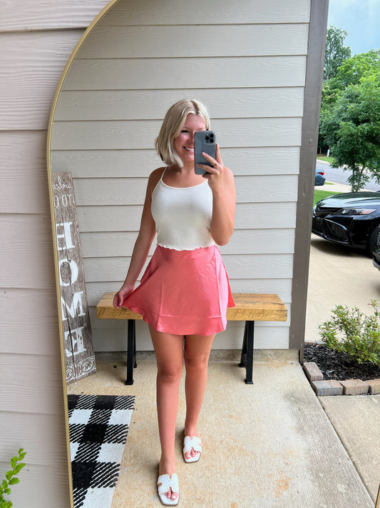 Pink Satin Skirt