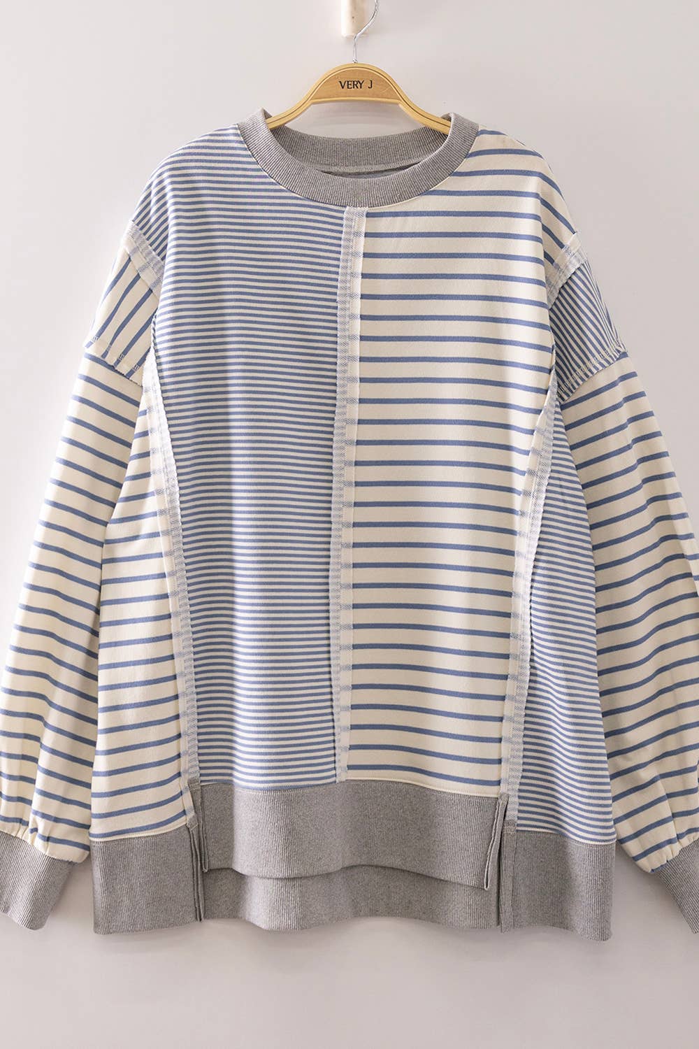 Blue Stripe Contrast Sweatshirt