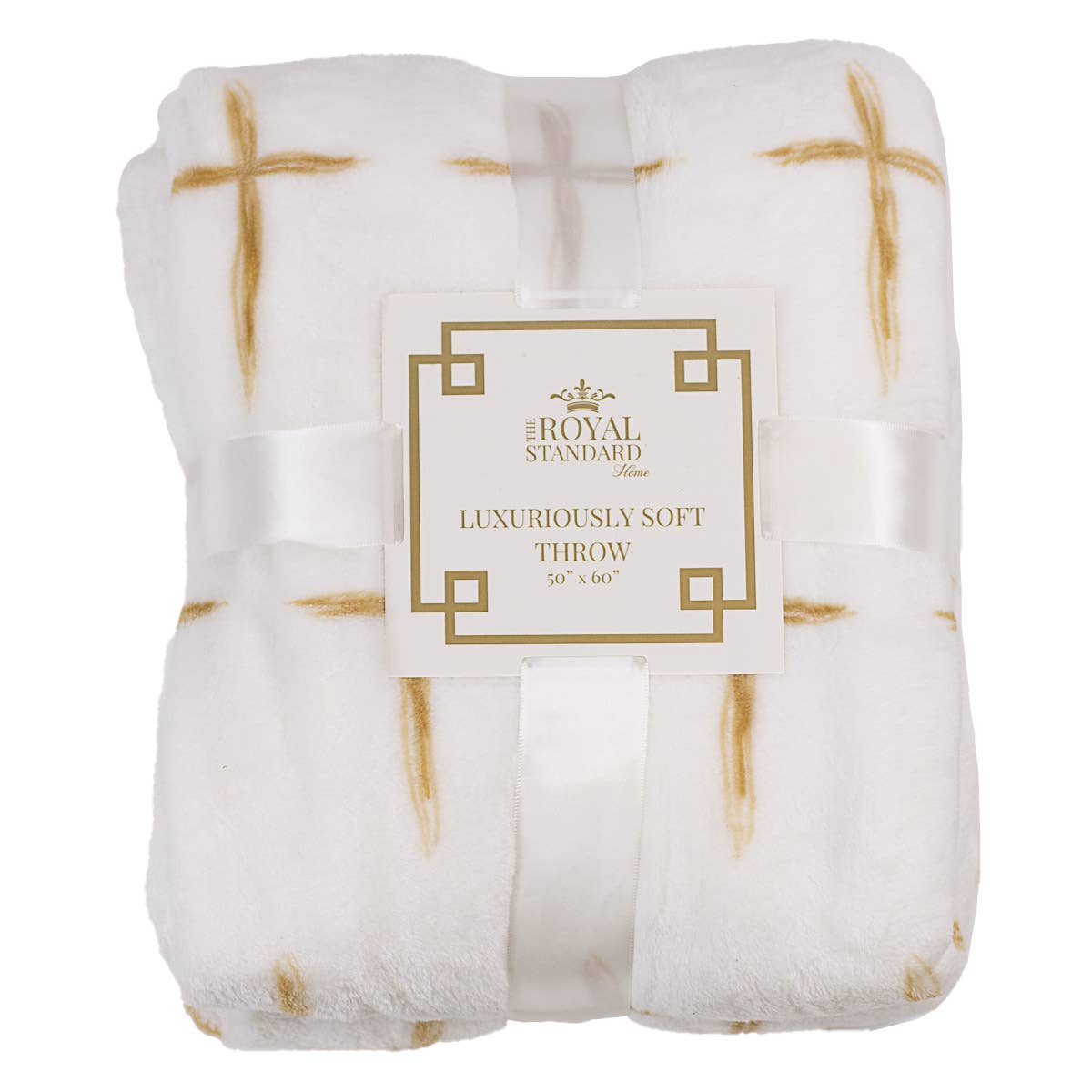 La Croix Throw in Soft White/Gold   50x60