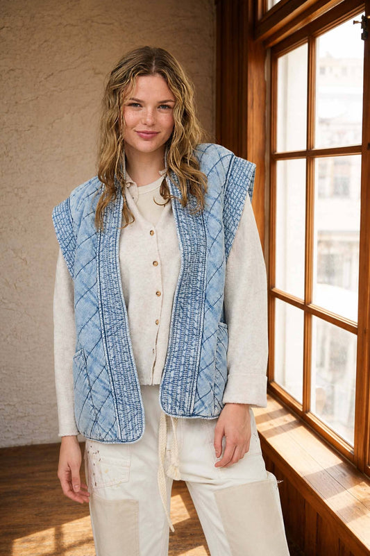DENIM QUILTED VEST