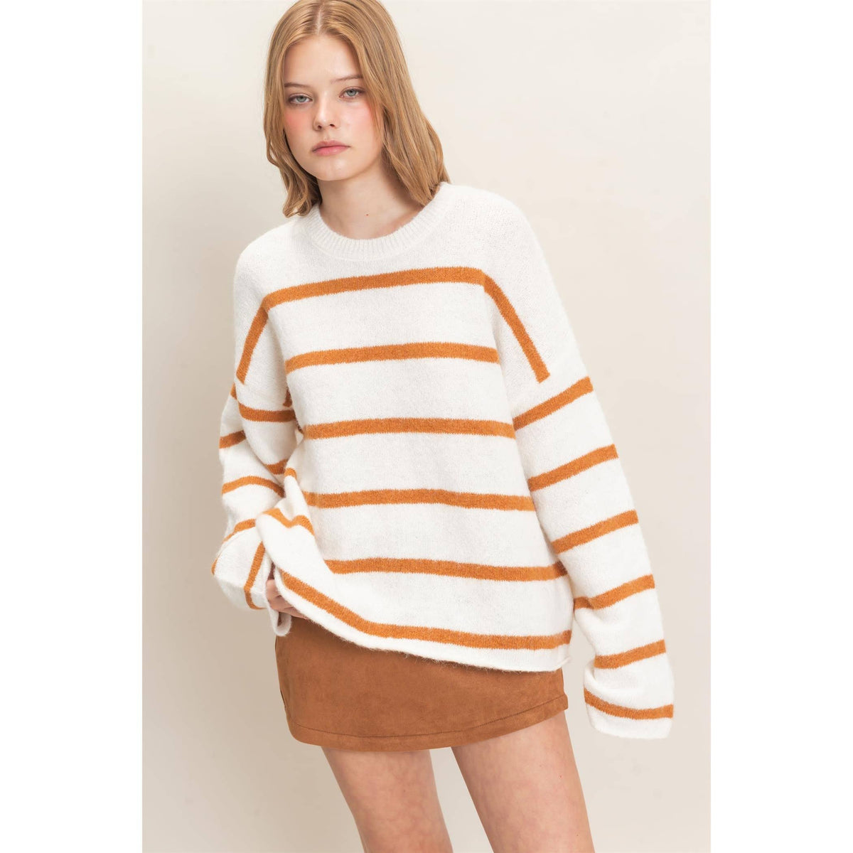 Camel Striped Sweater