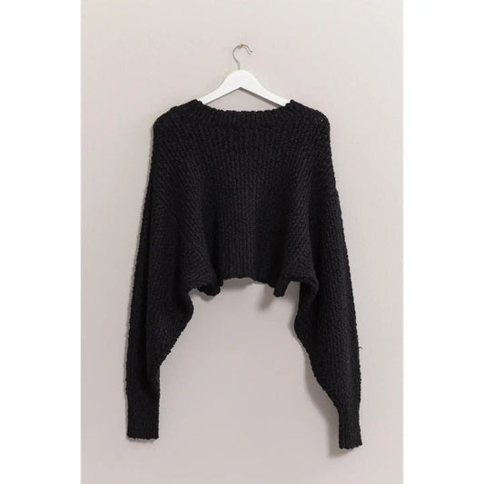 Popcorn Knit Cropped Sweater