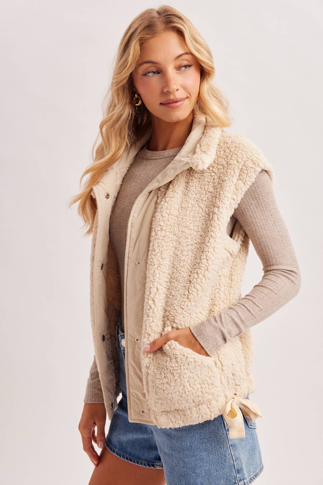 Beige Sherpa Vest