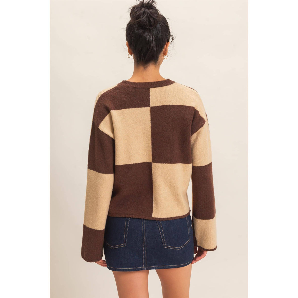 Brown Checkered Sweater