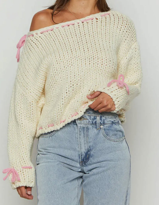 Bow Sweater in White