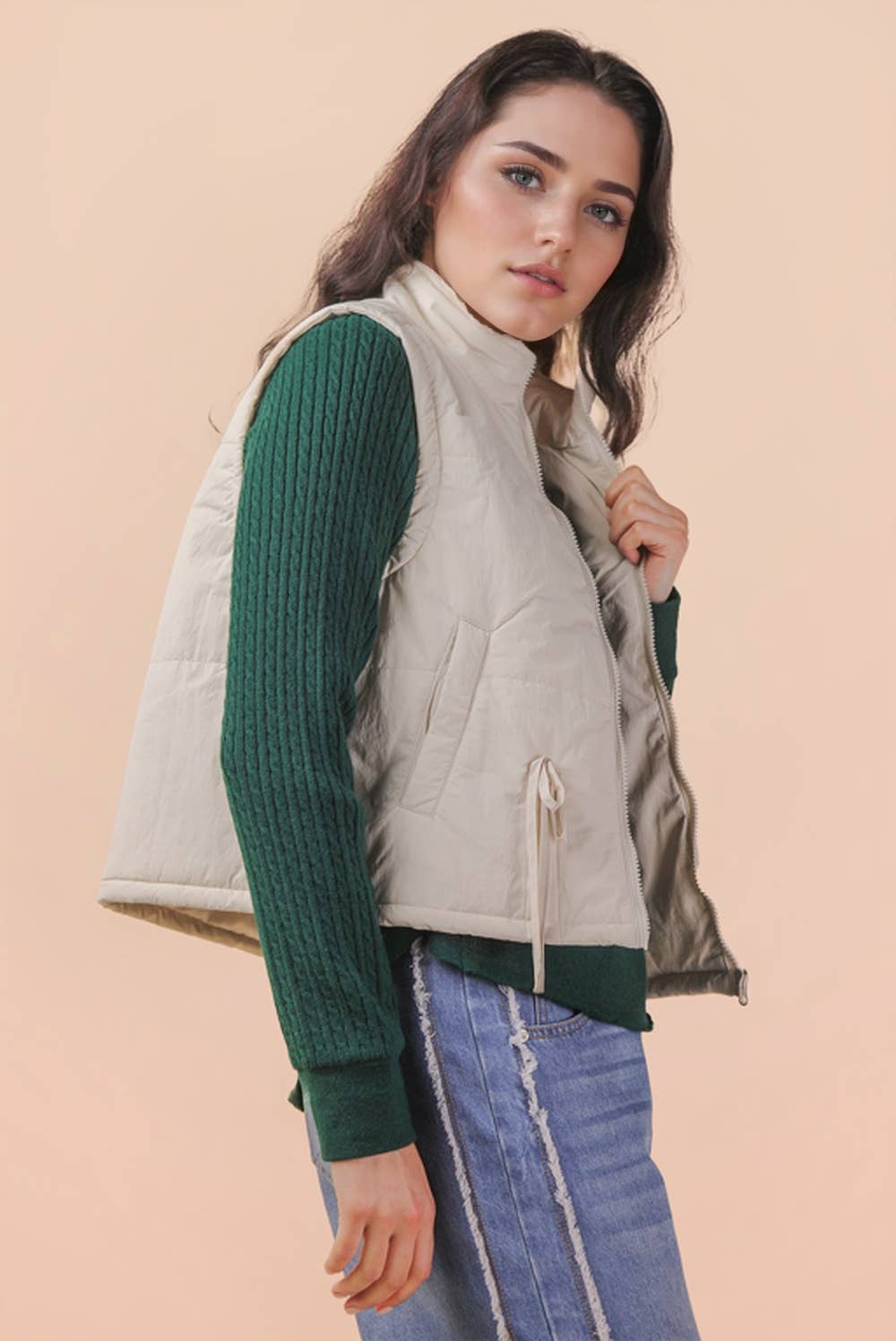 Cream Puffer Vest