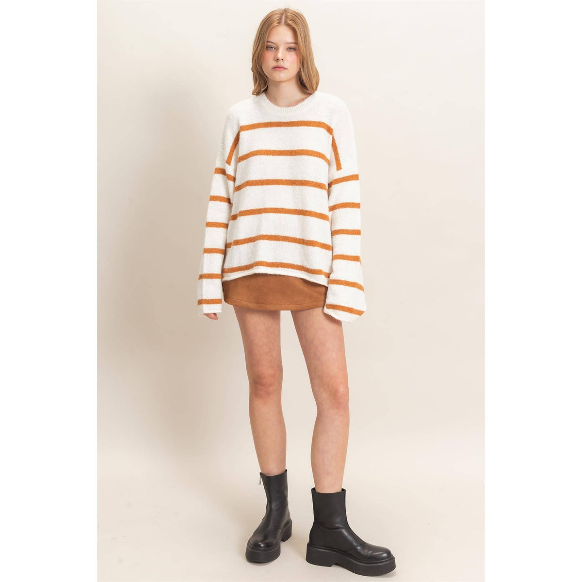 Camel Striped Sweater