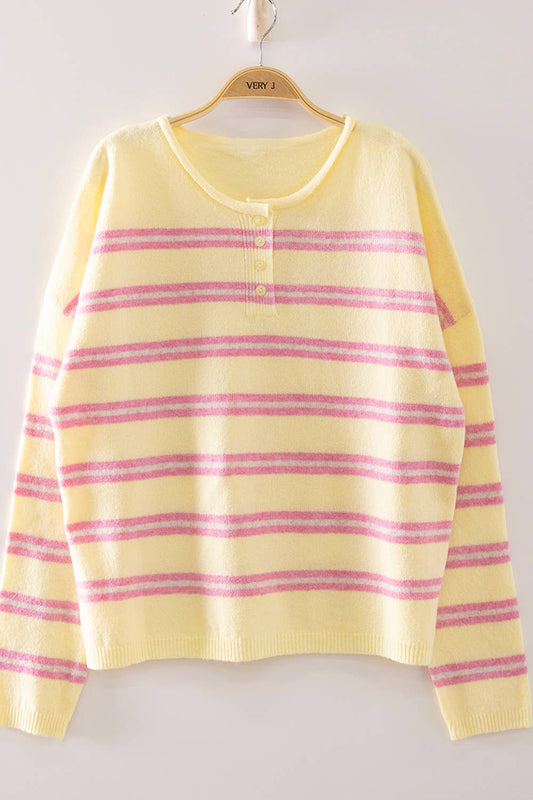 Yellow Cozy Button Sweater